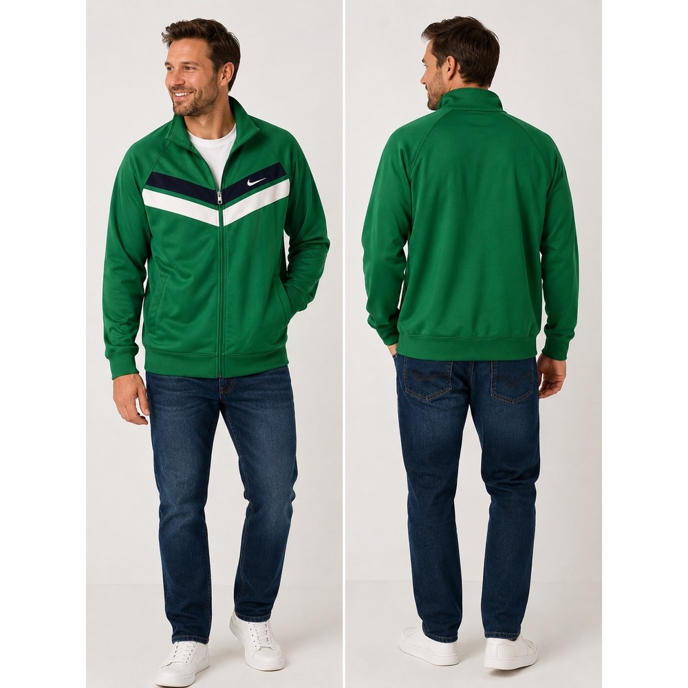 Nike Full Zip Chevron Track Jacket Green Navy White XL
